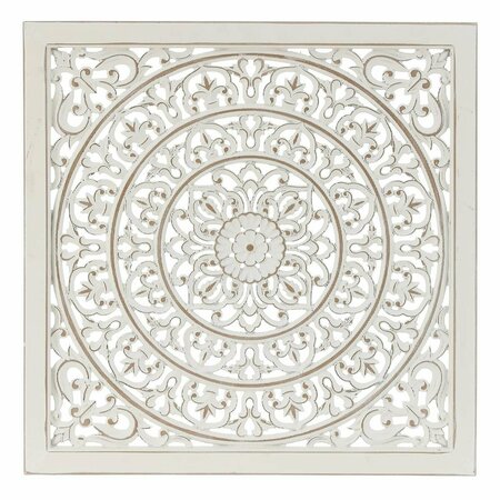KD VESTIDOR White Wood Square Floral Patterned Wall Decor KD3963341